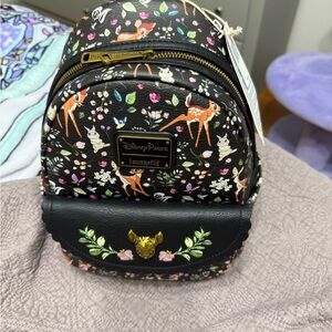 Loungefly Black Bambi Floral Backpack